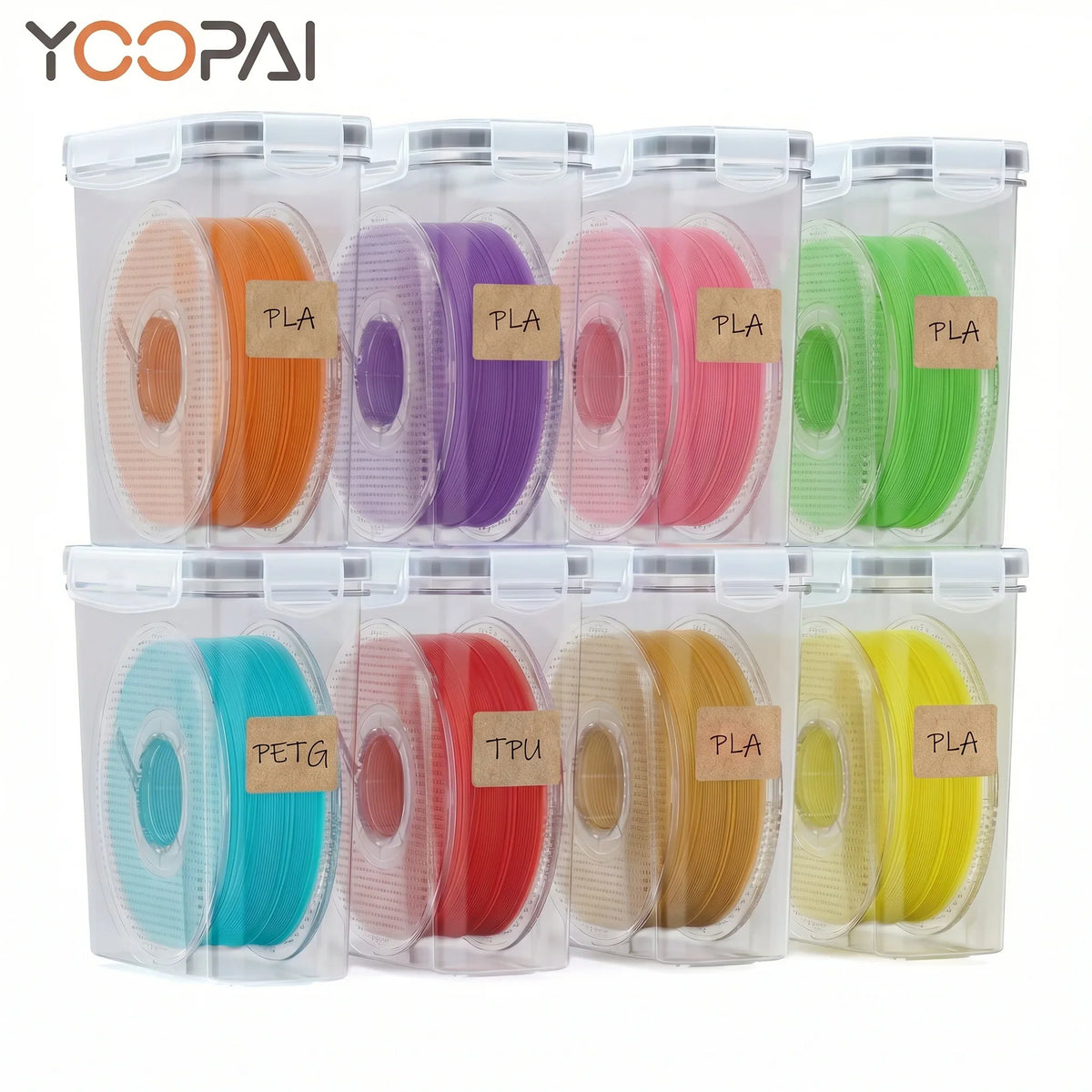 Yoopai rectangular 3D filament storage boxes stacked for organized spool storage – 8 Box