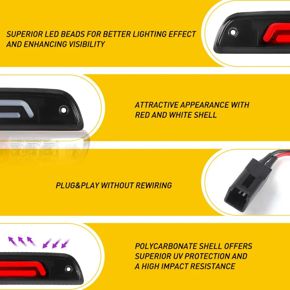 Feature list for LED third brake light including UV protection and plug and play