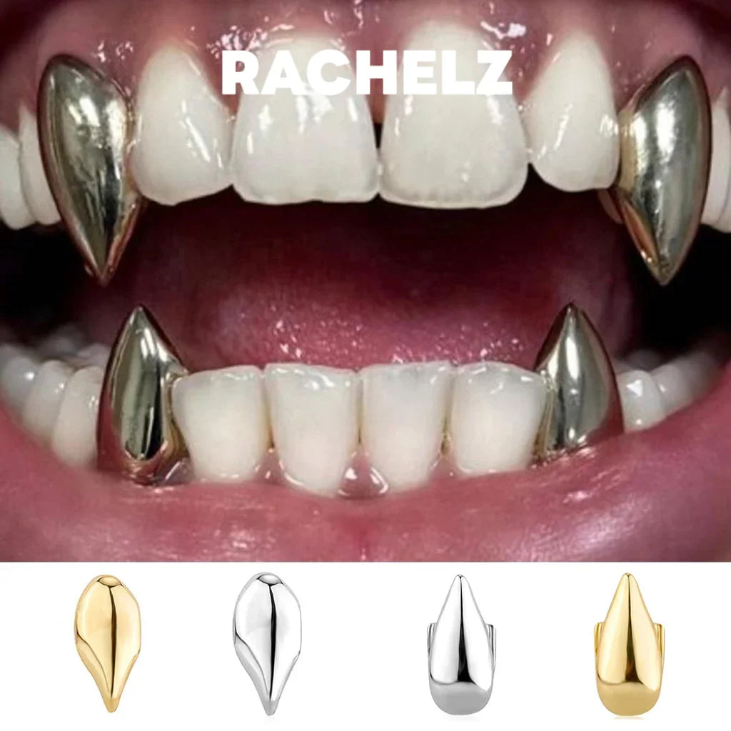 Gold and silver single vampire fangs tooth caps for cosplay