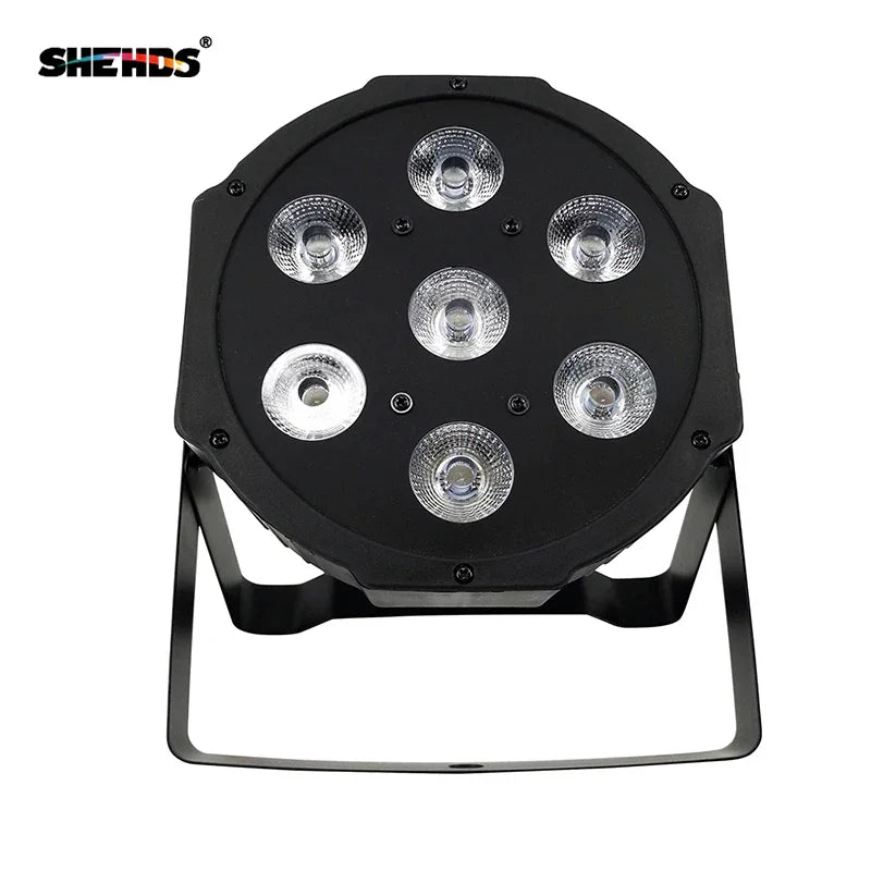 Black flat led par stage light with seven lenses front view