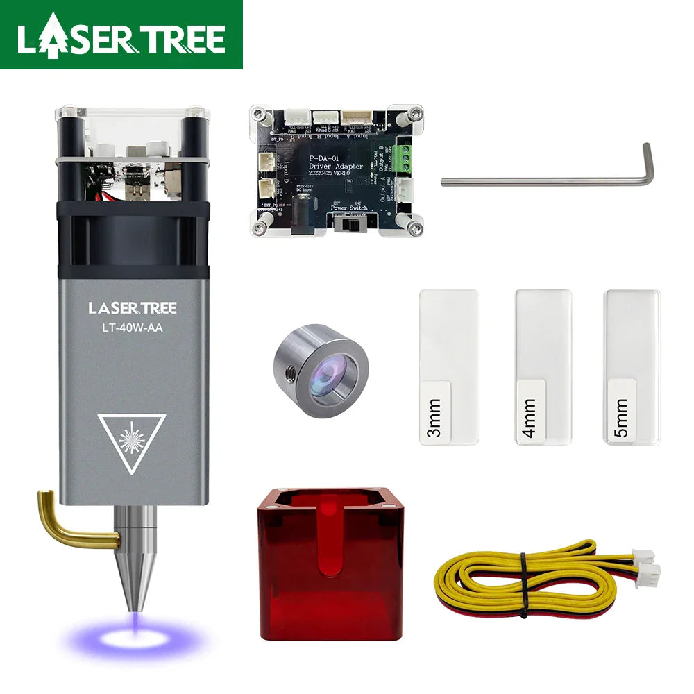 Laser engraving module kit with air assist nozzle, driver board, and accessories
