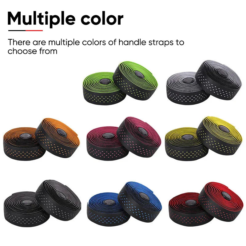 Multiple color variations of road bike handlebar tapes organized in a grid