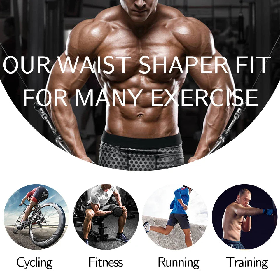 Men wearing a waist trainer while cycling, running and working out