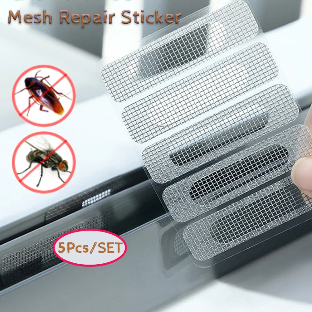 Gray self-adhesive mesh patches for window screen repair