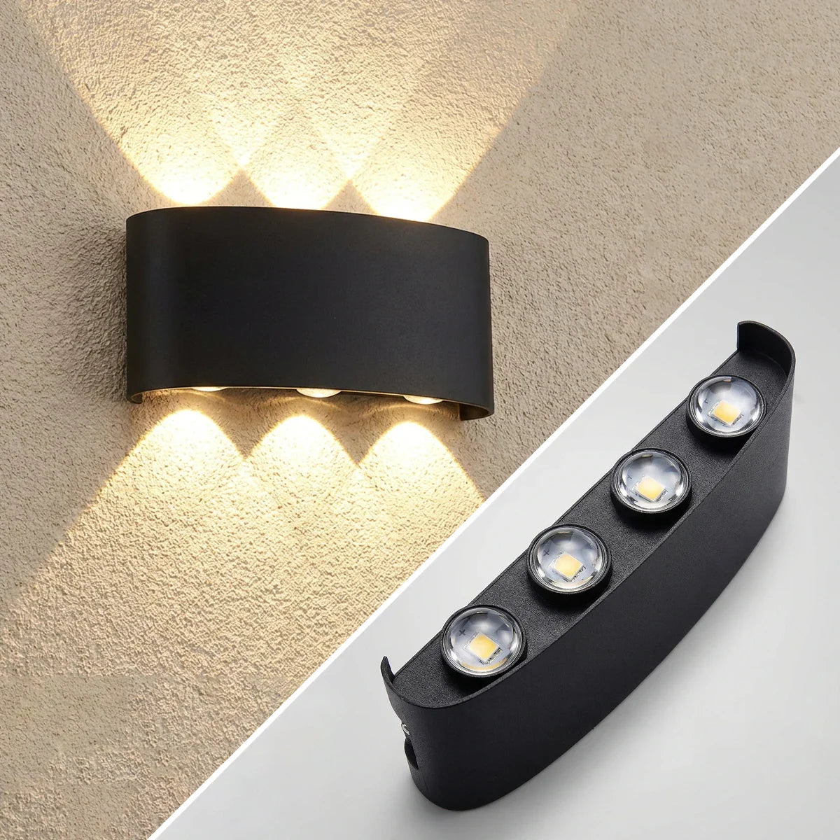 LED Wall Sconces 2W/4W/6W/8W/10W Modern Wall Light, Hardwired Aluminum Wall Lamp,Black Up Down Wall Mount Lights for Living