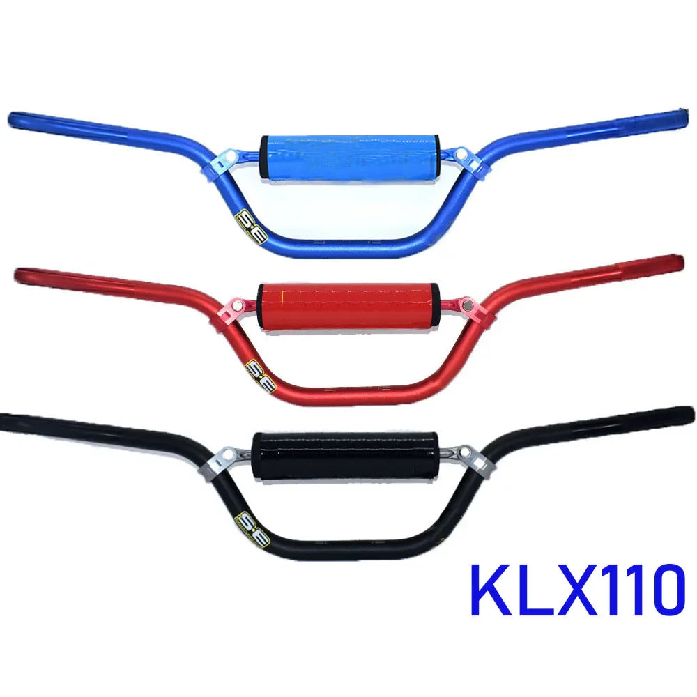 22mm aluminum motorcycle handlebar in blue, red, or black finish for dirt bikes