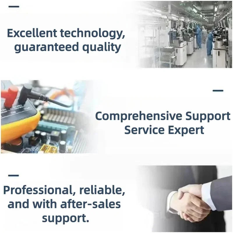 Marketing graphic illustrating electronic component manufacturing and support services.