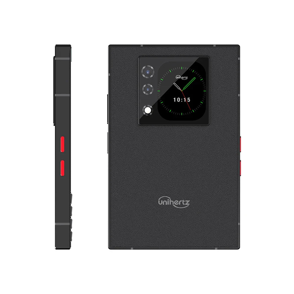 Side and rear view of black smartphone with physical keyboard