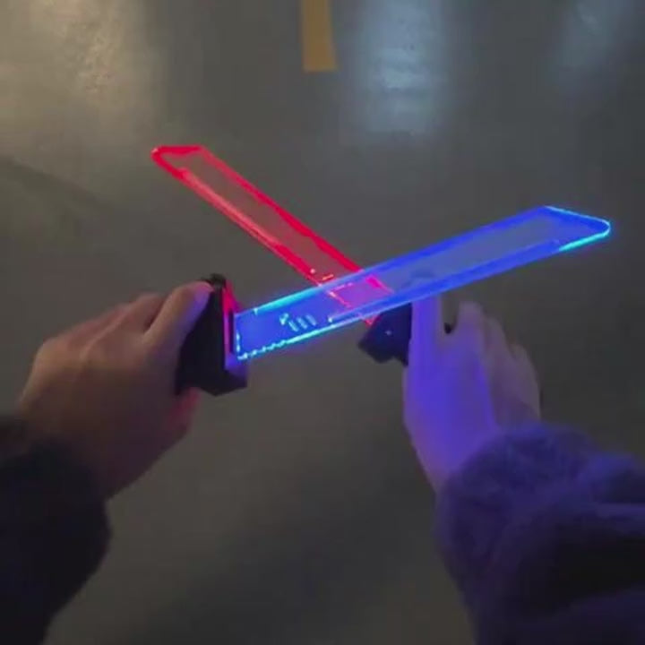 2-in-1 LED Lightsaber Toy, Extendable Twin Sword Set