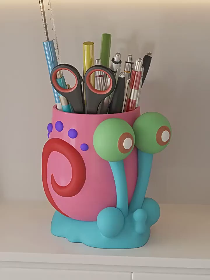 Snail Eye Pen Holder Desktop Organizer - Decorative Plastic Desk Accessory