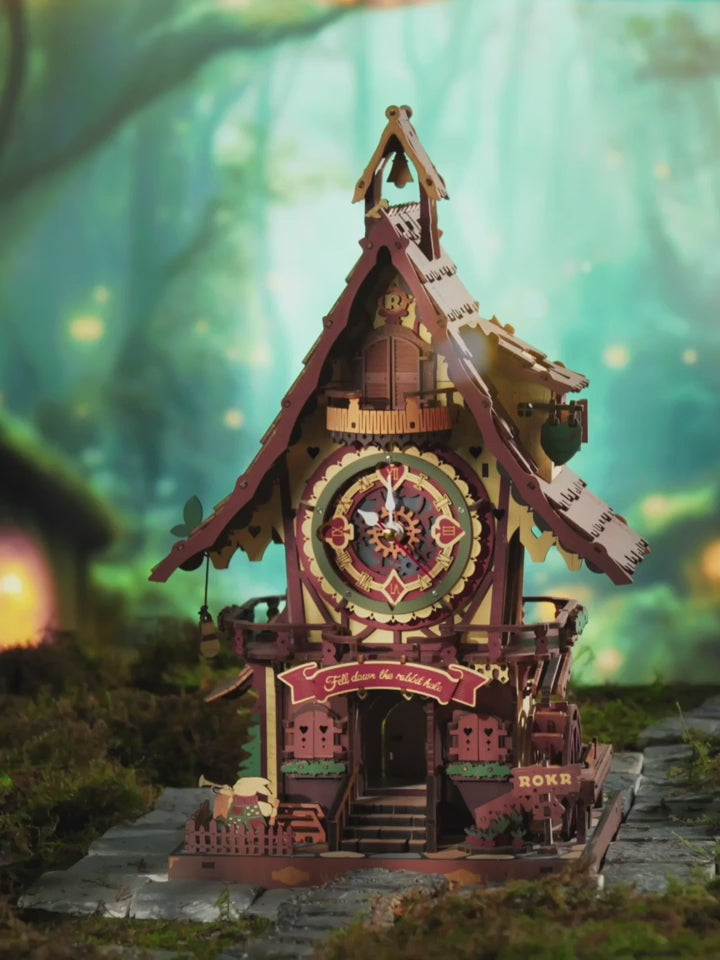 Robotime Rokr 3D Wooden Puzzle Cuckoo Clock Kit with Working Bird