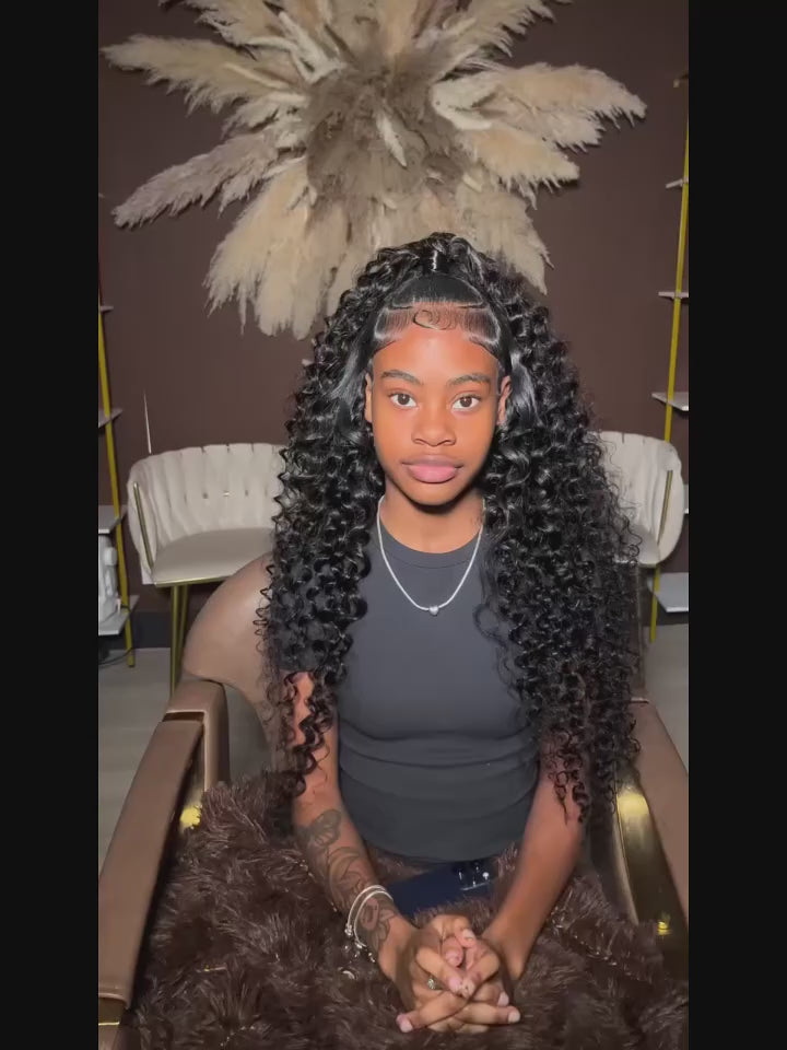 250% Density Deep Wave Brazilian Human Hair Lace Frontal Wig