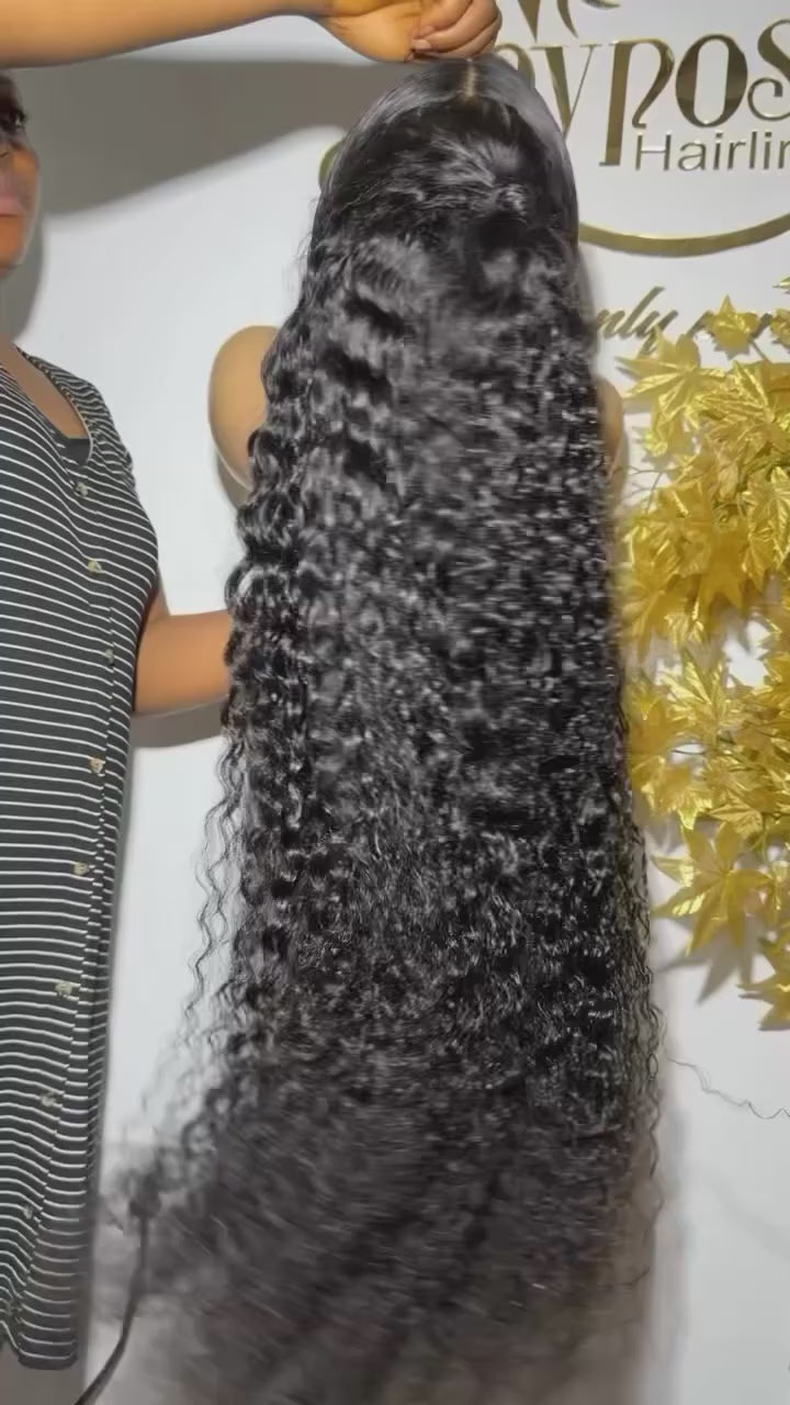 Malaysian Curly Human Hair Wig 200% Density 32-34 Inch HD Lace Front