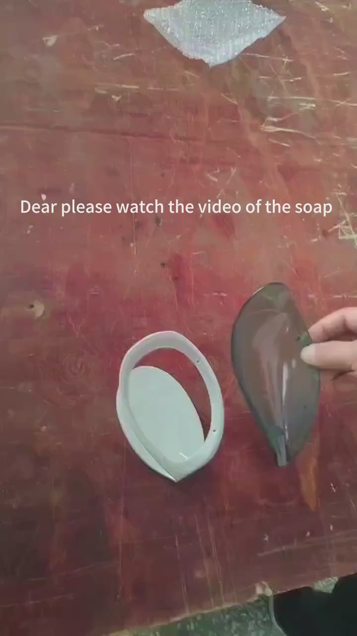 Leaf-Shaped Plastic Suction Cup Soap Dish with Automatic Drain